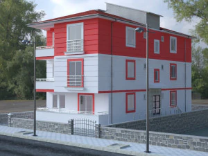 3 storey building 3D Model