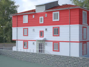 3 storey building Model 3D