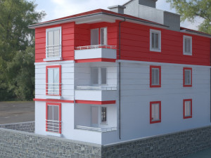 3 storey building Model 3D