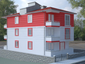 3 storey building Model 3D