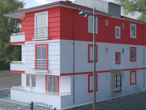 3 storey building Model 3D