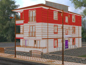 3 storey building 3D Model