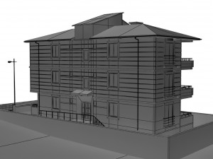 3 storey building Model 3D