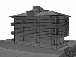 3 storey building Model 3D