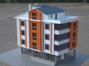 4 storey building 3Dモデル