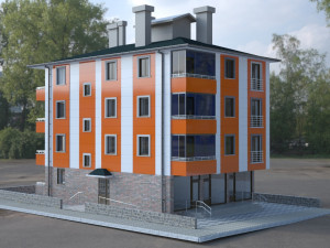 5 storey building Modèle 3D