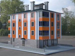 5 storey building 3D Model