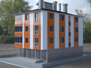 5 storey building 3D Model