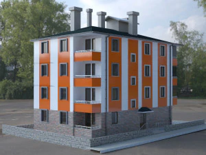 5 storey building 3D Model