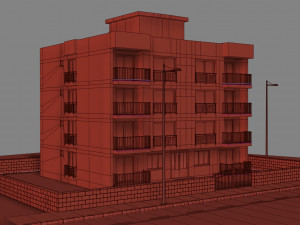 6 storey building 3D Модель