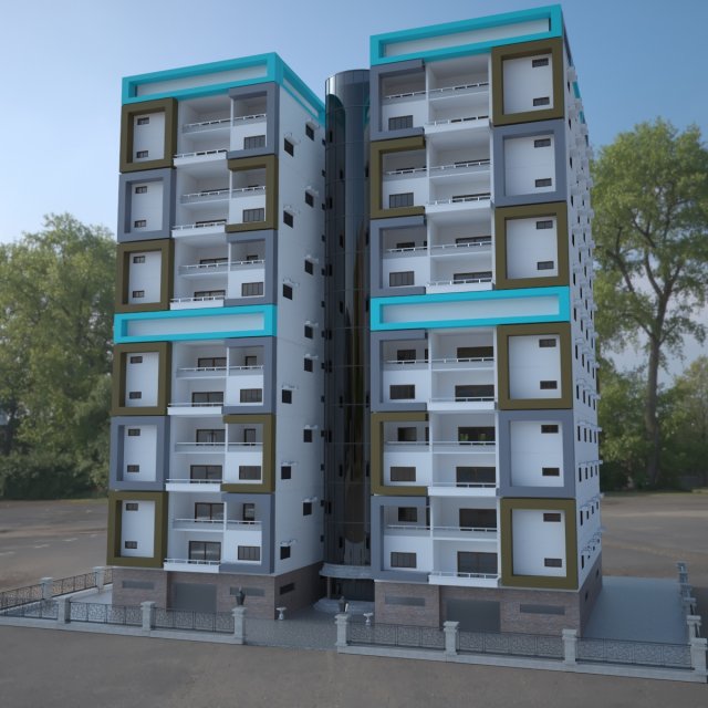 13 storey building 3Dモデル .c4d .max .obj .3ds .fbx .stl .blend