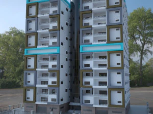 Immeuble de 13 &eacute;tages Modèle 3D