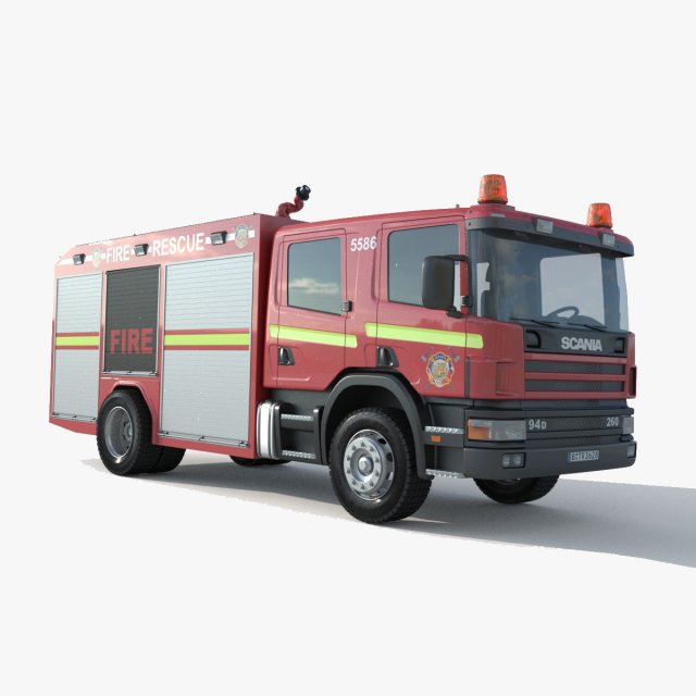 Scania P260 Fire Truck 3D 模型 .c4d .max .obj .3ds .fbx .stl .blend 