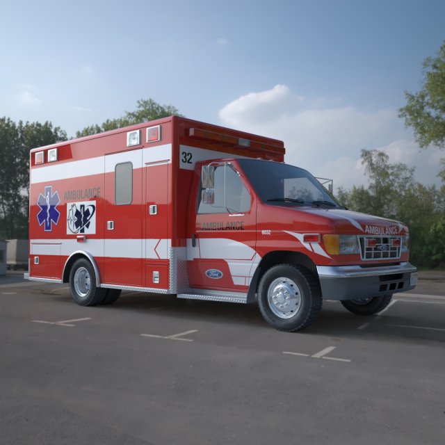 ambulance fort e 450 3D Model .c4d .max .obj .3ds .fbx .stl .blend 