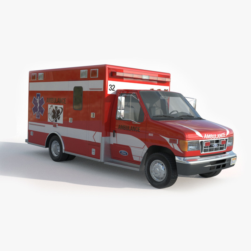 Ambulance fort e 450 3D Model .c4d .max .obj .3ds .fbx .stl .blend