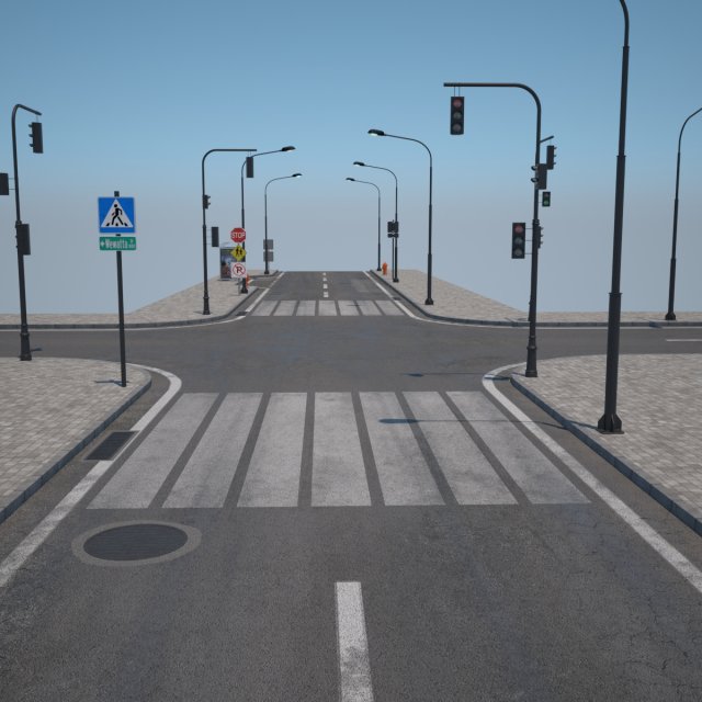 road and pavement 3D Model .c4d .max .obj .3ds .fbx .stl .blend 