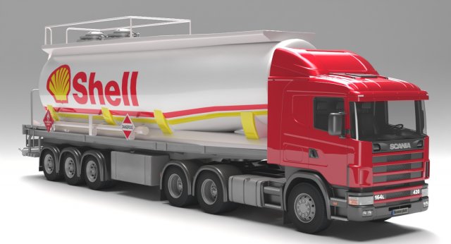 Scania 420 fuel tanker 3D Model .c4d .max .obj .3ds .fbx .stl .blend 