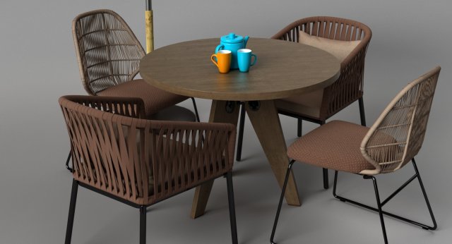 garden sofa set 3D 模型 .c4d .max .obj .3ds .fbx .stl .blend