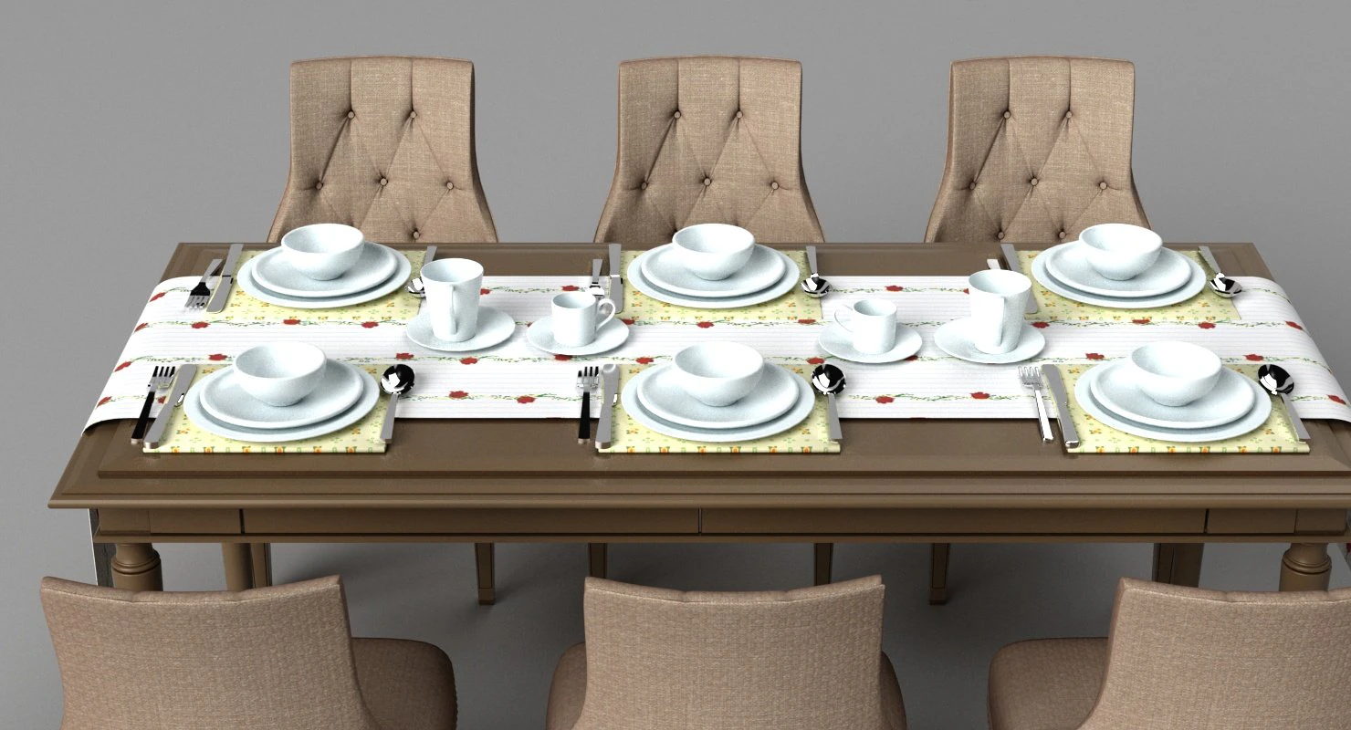dining table 3D Model .c4d .max .obj .3ds .fbx .stl .blend 