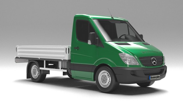 Mercedes Benz Sprinter Van Cab Pickup 3D Модель .c4d .max .obj .3ds .fbx .stl .blend 