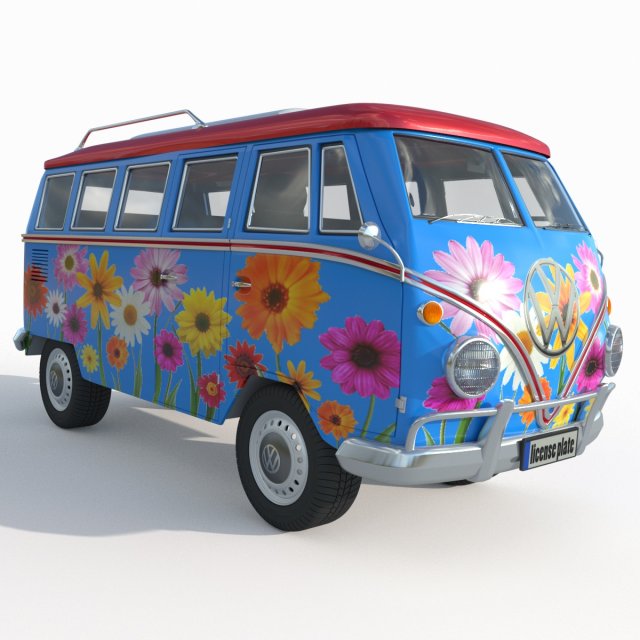 Volkswagen 1974 T1 Transporter 3D Модель .c4d .max .obj .3ds .fbx .stl .blend 