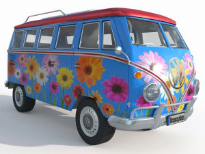폭스바겐 1974 T1 트랜스포터 3D 모델