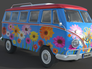 Volkswagen 1974 T1 Transporter 3D Модель