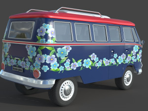 Volkswagen 1974 T1 Transporter 3D Модель