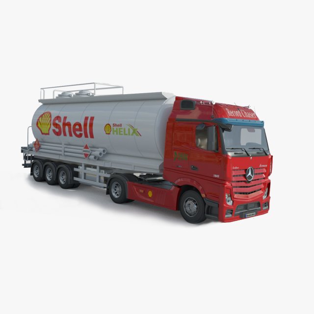 Mercedes Actros Fuel Tanker 3D Model .c4d .max .obj .3ds .fbx .stl .blend 