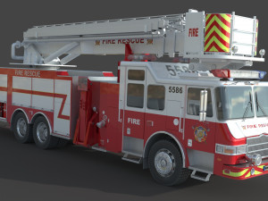 Firefighting Truck with Ladder 3Dモデル