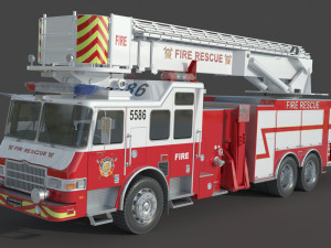 Firefighting Truck with Ladder 3Dモデル