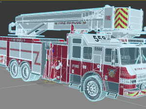 Firefighting Truck with Ladder 3Dモデル