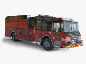 Caminh&atilde;o de resgate de inc&ecirc;ndio Modelo 3D