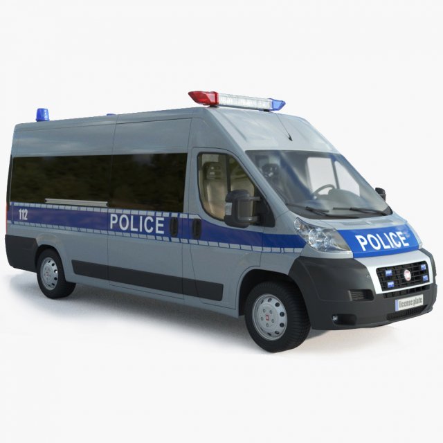 Fiat Ducato Van Police Modelo 3D .c4d .max .obj .3ds .fbx .stl .blend 