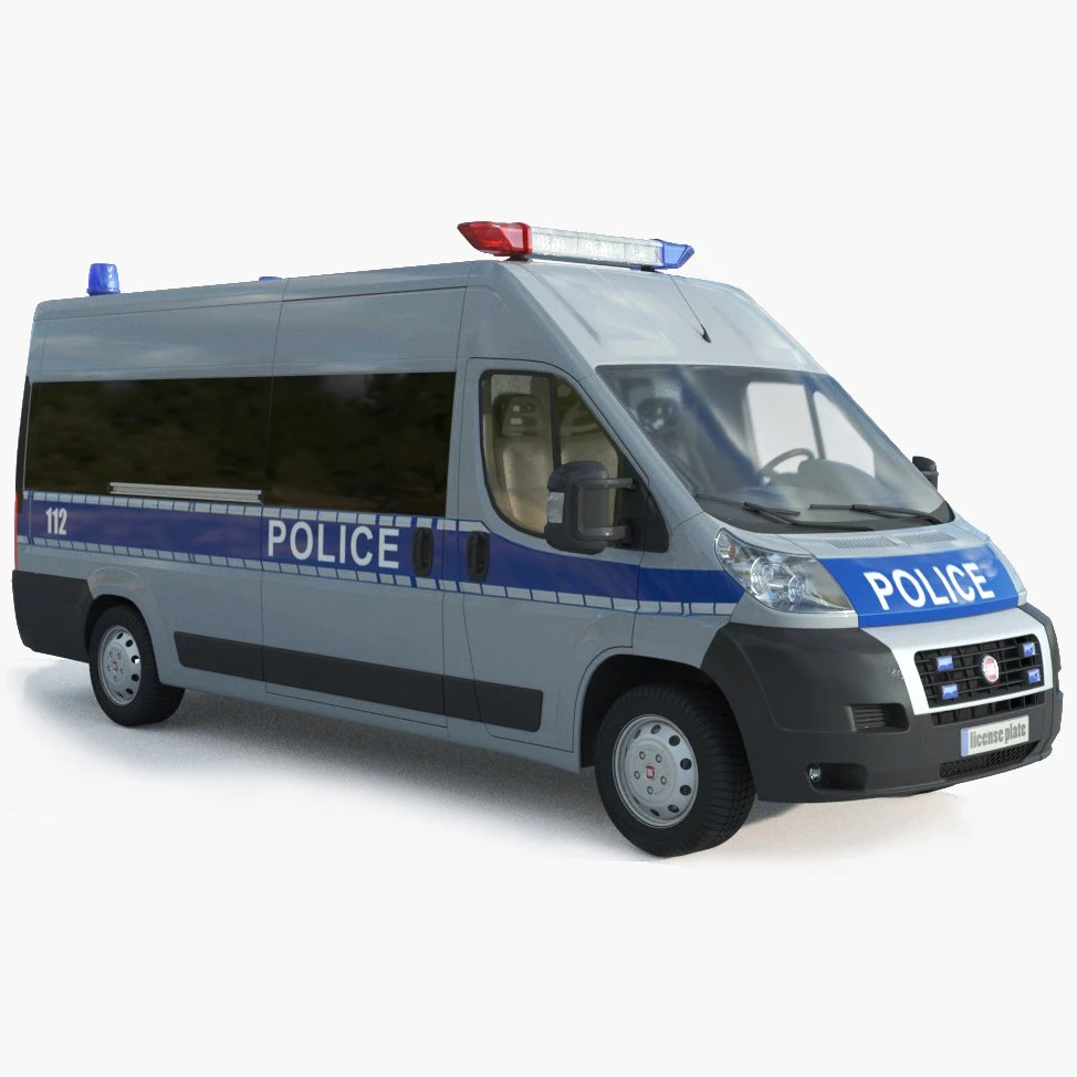 Fiat Ducato Van Police 3D Model .c4d .max .obj .3ds .fbx .stl .blend 