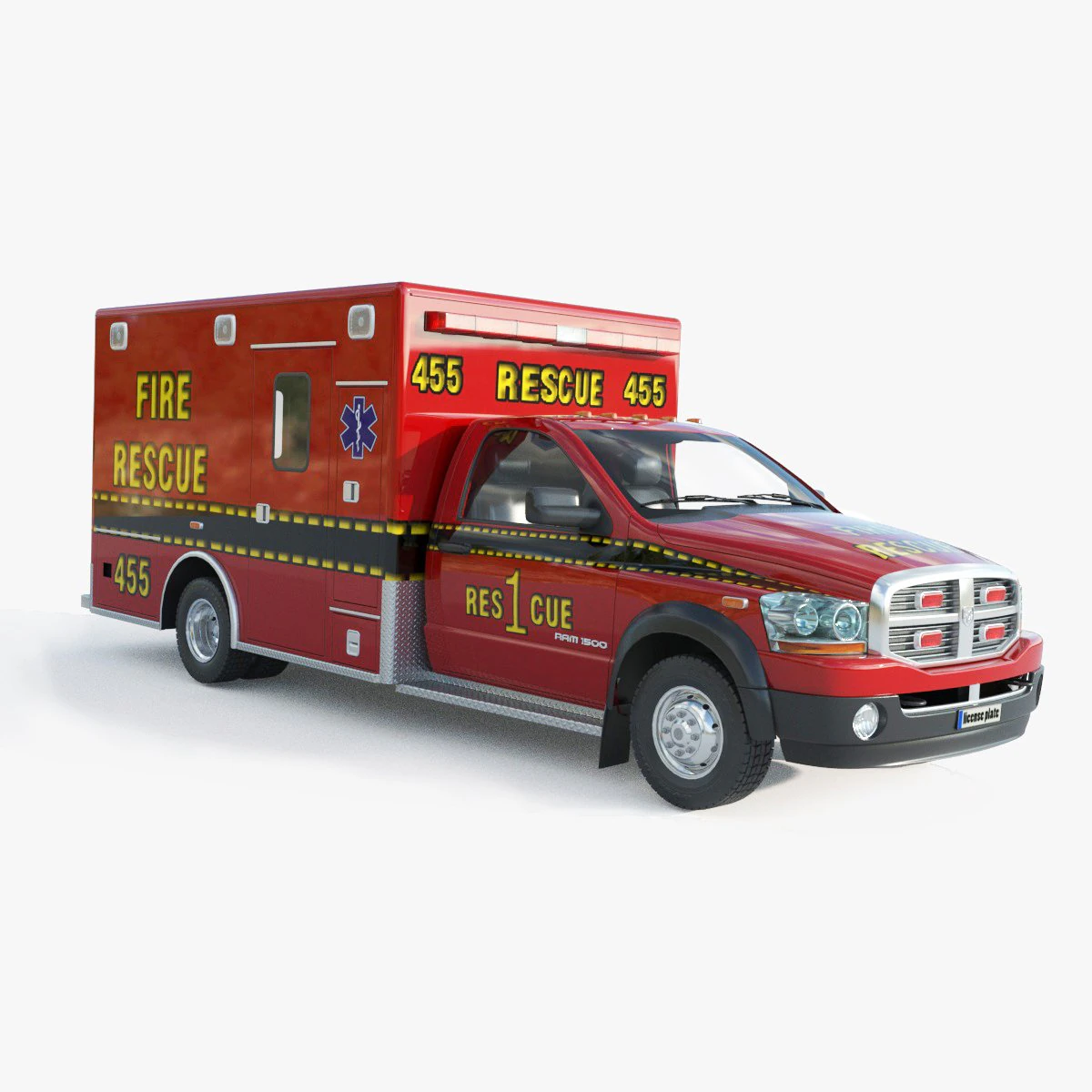 Dodge Ran 5500 Fire Rescue 3D Model .c4d .max .obj .3ds .fbx .stl .blend 