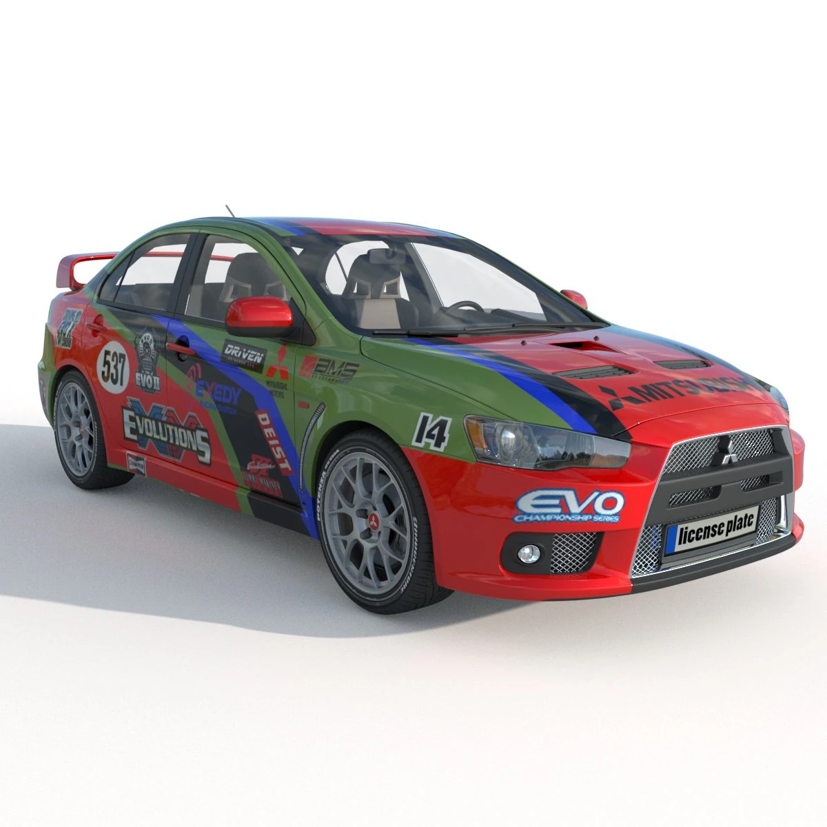 Mitsubishi Lancer Evo X 3D Model .c4d .max .obj .3ds .fbx .stl .blend