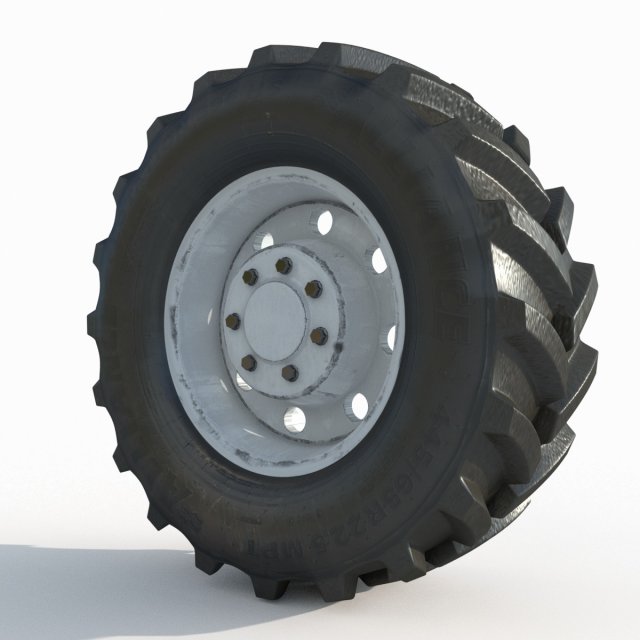 Tractor wheel Rim Tire 1 3D Модель .c4d .max .obj .3ds .fbx .stl .blend 