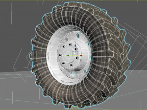 Tractor wheel Rim Tire 1 3D Модель