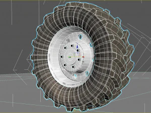 Tractor wheel Rim Tire 1 3D Model