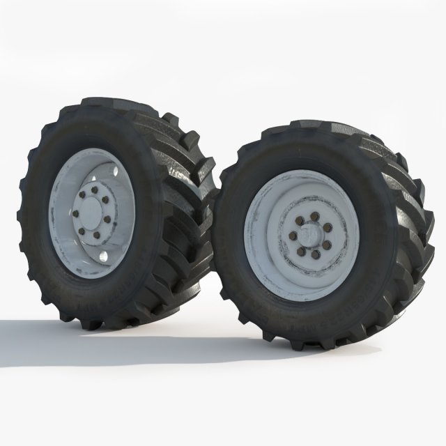 Tractor wheel Rim Tire set 3D Model .c4d .max .obj .3ds .fbx .stl .blend 