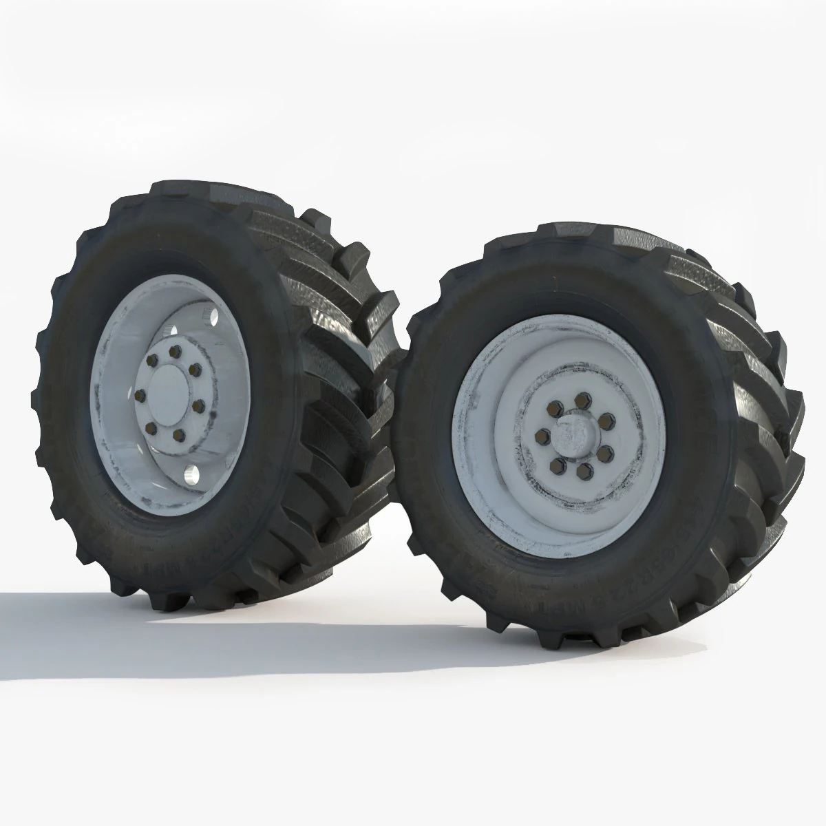 Tractor wheel Rim Tire set 3D Model .c4d .max .obj .3ds .fbx .stl .blend 