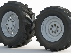 Tractor wheel Rim Tire set 3D Model