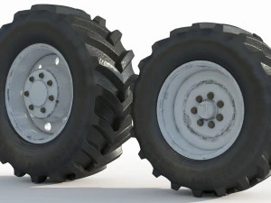 Tractor wheel Rim Tire set 3D Model
