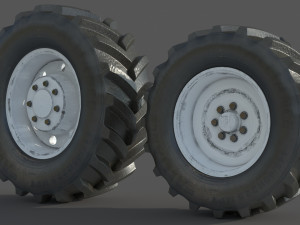 Tractor wheel Rim Tire set 3D Model