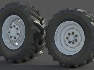 Tractor wheel Rim Tire set 3D Model