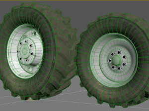 Tractor wheel Rim Tire set 3D Model