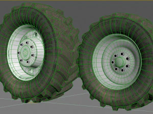Tractor wheel Rim Tire set 3D Model