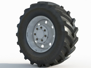 Tractor wheel Rim Tire set 3D Model
