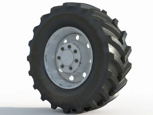 Tractor wheel Rim Tire set 3D Model